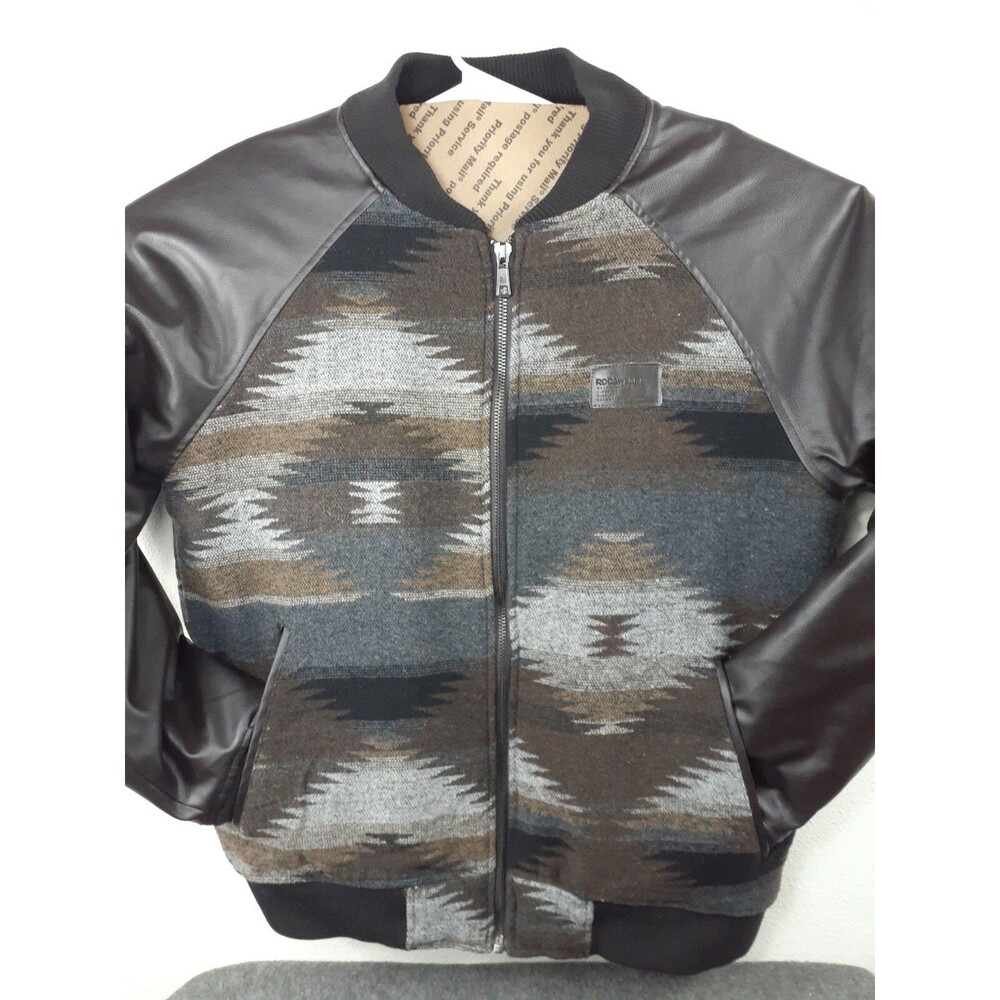 Rocawear - Southwestern Aztec - Varsity Bomber Jacket - Mens Sz 2XL - Brown